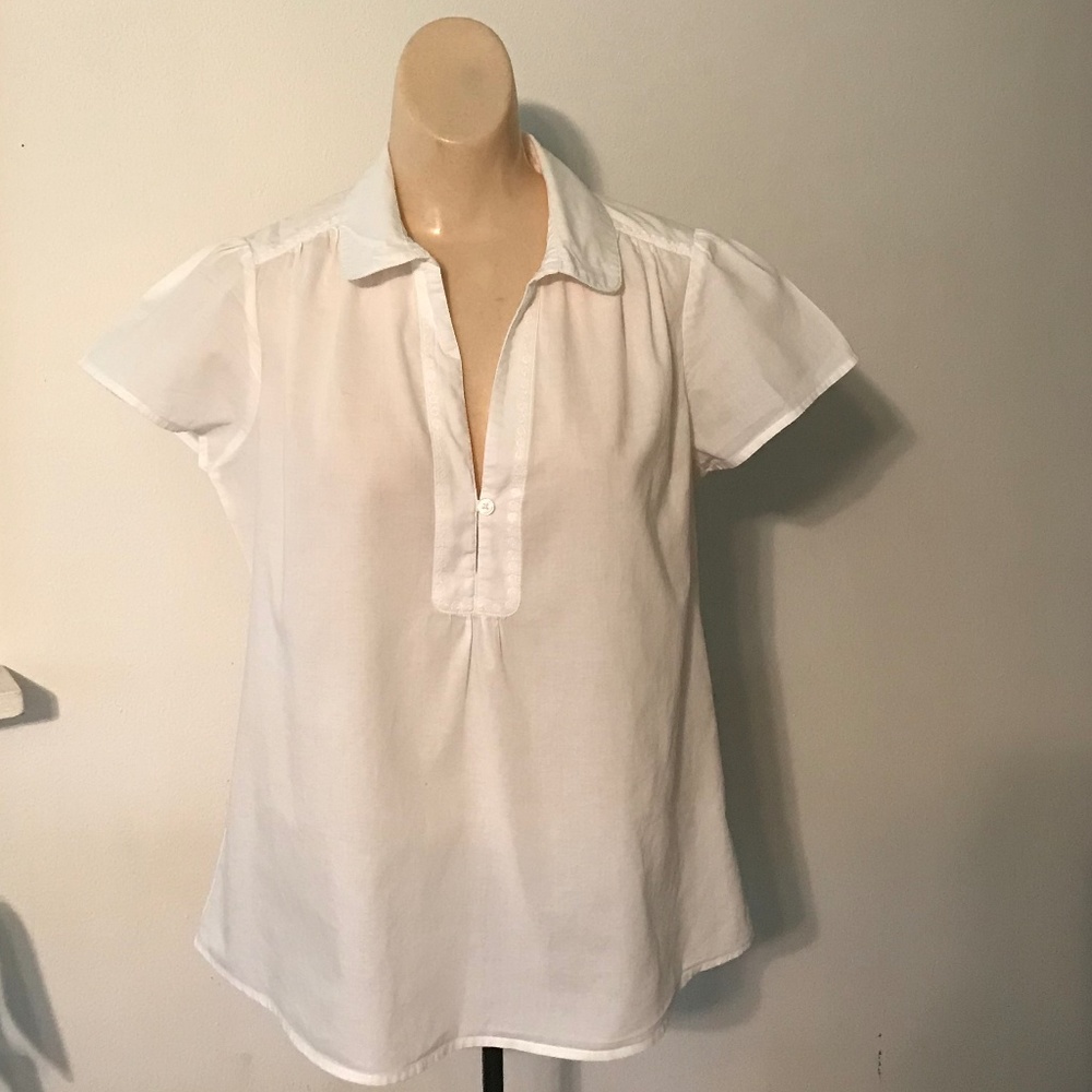Womens Banana Republic White Cotton Blouse